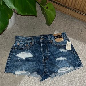 Aeropostale Dark Blue Distressed Jean Shorts